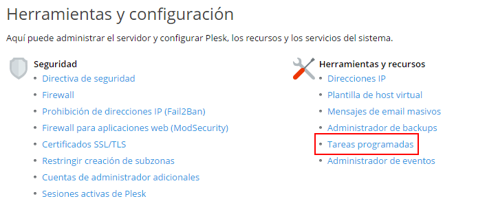 Tarea programada cron Unison Plesk