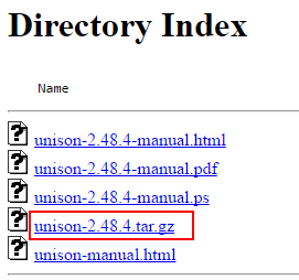Directorio de descarga de Unison