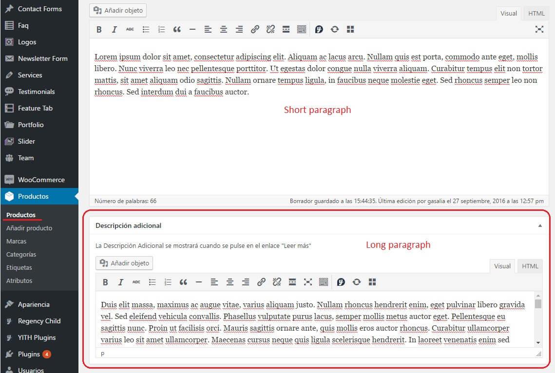 Descripción adicional plugin read more description for woocommerce