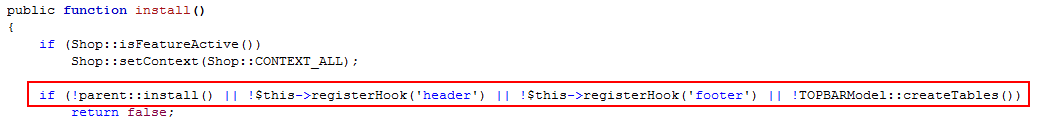 Función instalar hook