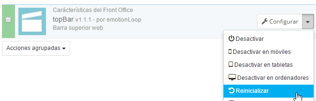 Reinicializar módulo Content Box