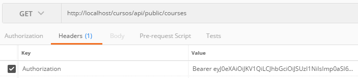 Lumen - Ejecutar petición con token
