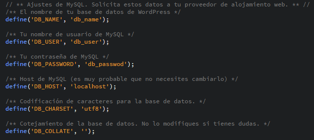 Ajustes del archivo wp-config