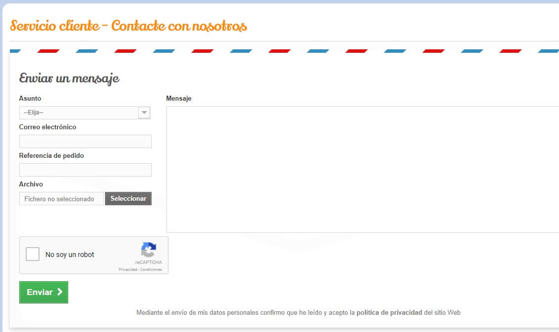 Recaptcha Formulario contacto Prestashop