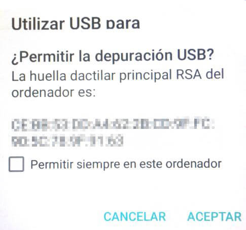 Habilitar Depuración USB Android