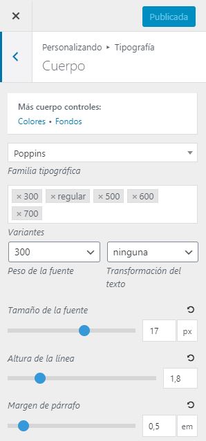 Tipografía generatepress
