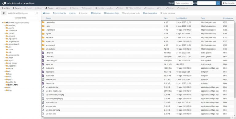 Administración de archivos webempresa