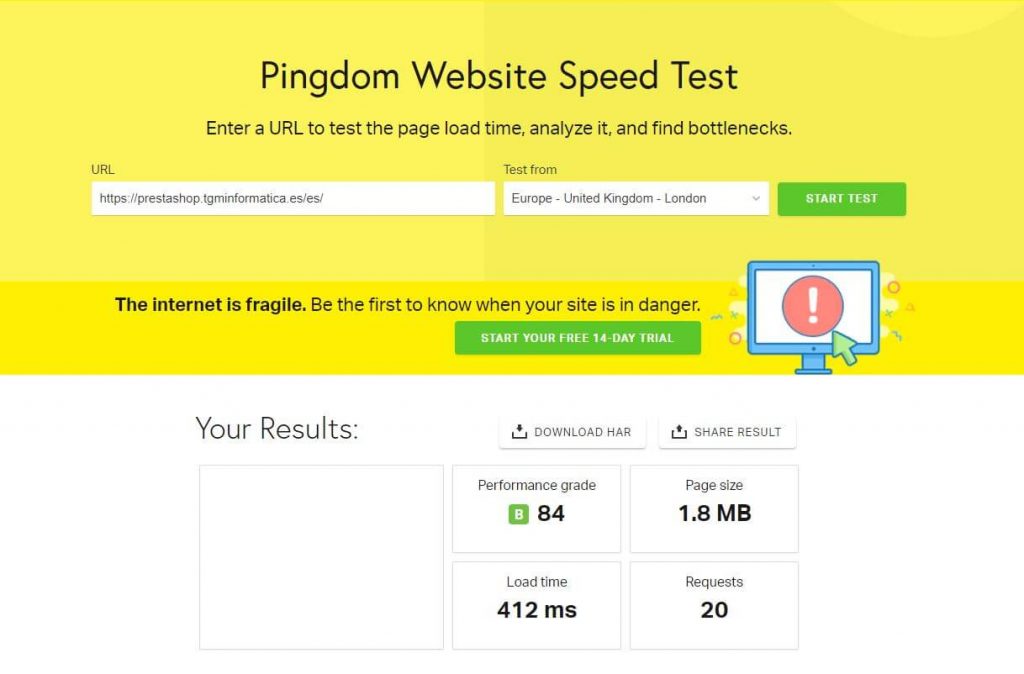 PingdomTools prestashop optimizado - webempresa