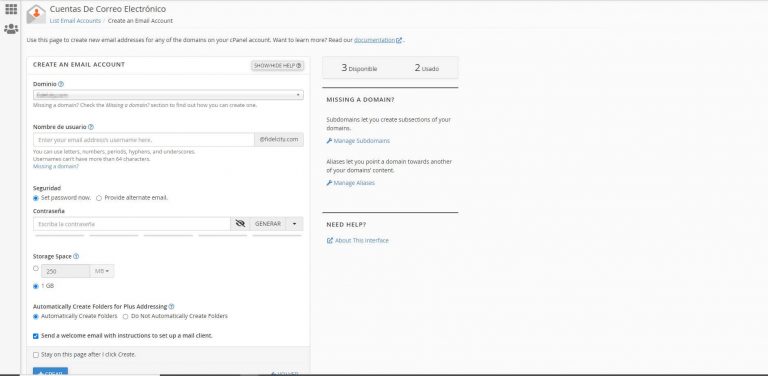 Cuentas de correo webempresa