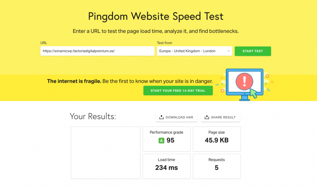 Factoría Digital Pingdom tools